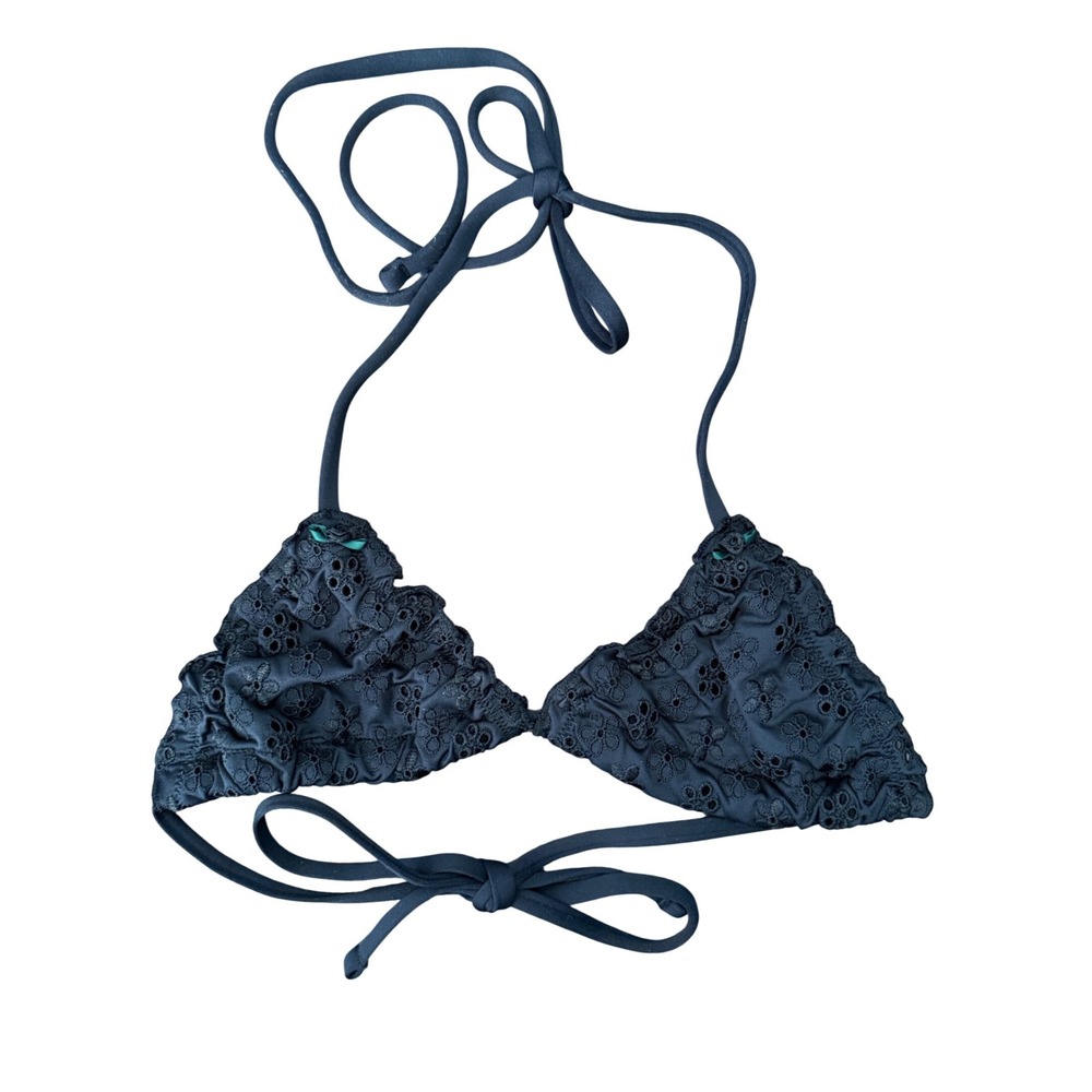 VS Pink by Frankies Bikinis Black Eyelet Triangle Bikini Top XS NWT Beach Resort